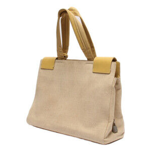 Prada canvas Bag beige trim Tote yellow Sport leather